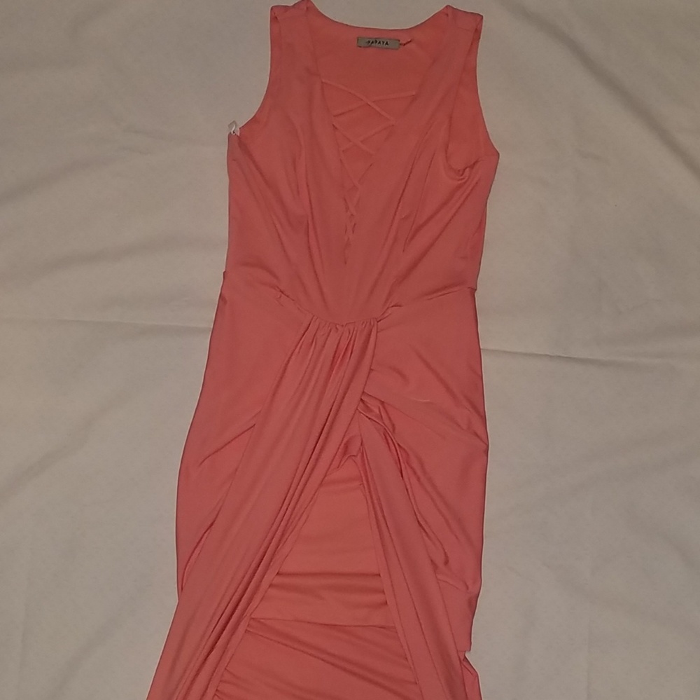 Asymmetrical peach dress